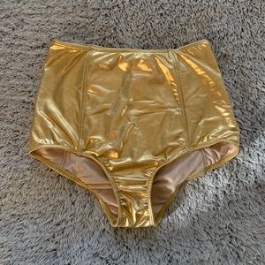 Kortni Jeane gold high waist swimsuit bottom small